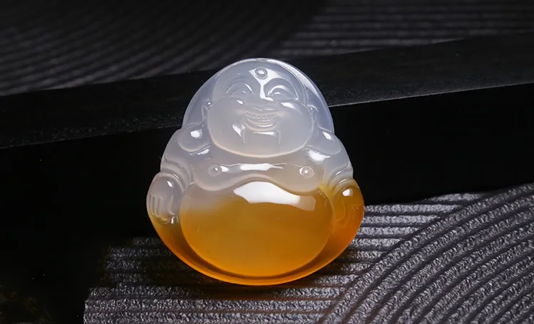 Натуральный китайский агат нефрит Кулон Будда белый желтый Модный Шарм ручной