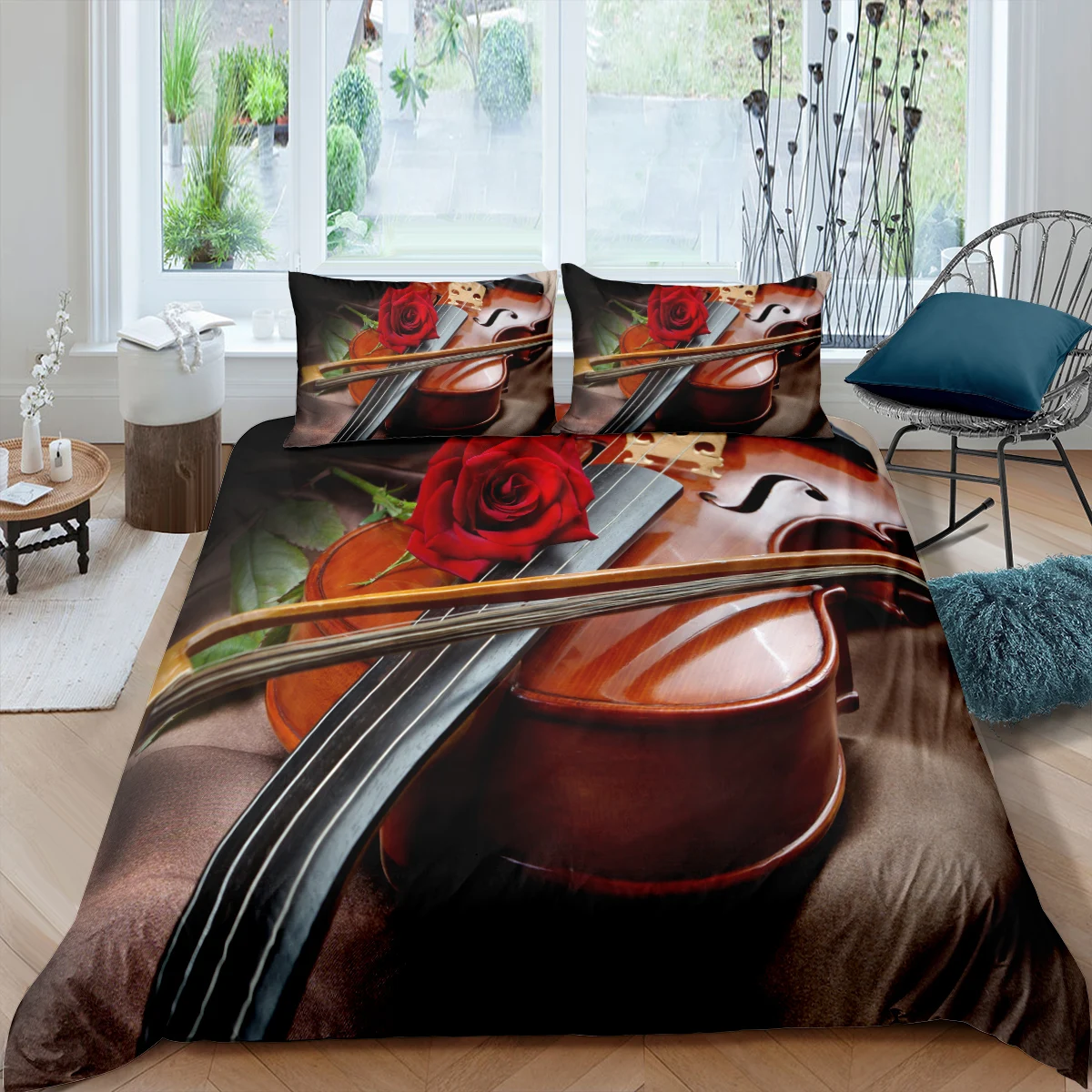 

Home Living Luxus 3D Cello Bettwäsche Set Bettbezug-set Kissenbezug Kinder Bettwäsche Set Königin und König EU/UNS/AU/UK Größe