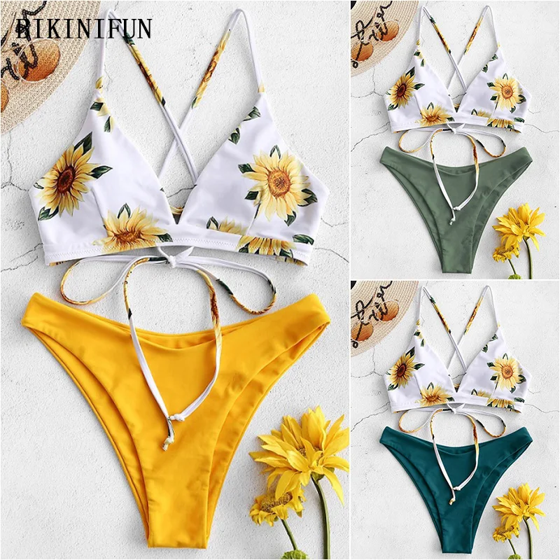 Фото 2020 New Sexy Floral Print Bralette Bikini Women Strappy Hollow Swimsuit Backless Bathing Suit S-XL Girl Low Waist Set Женская одежда 2020 New Sexy Floral Print Bralette Bikini Women Strappy Hollow Swimsuit Backless Bathing Suit S-XL Girl Low Waist Set Женская одежда