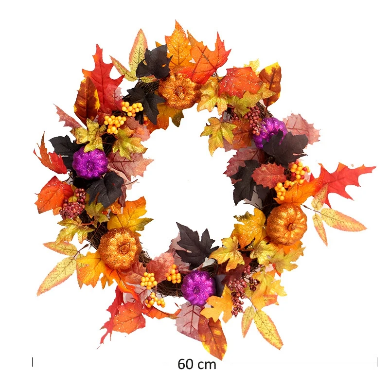 

Halloween Decor Pumpkin Harvest Silk Fall Front Door Wreath 17.7 Inches Outdoor Wreath Thanksgiving Gifts Home Decor