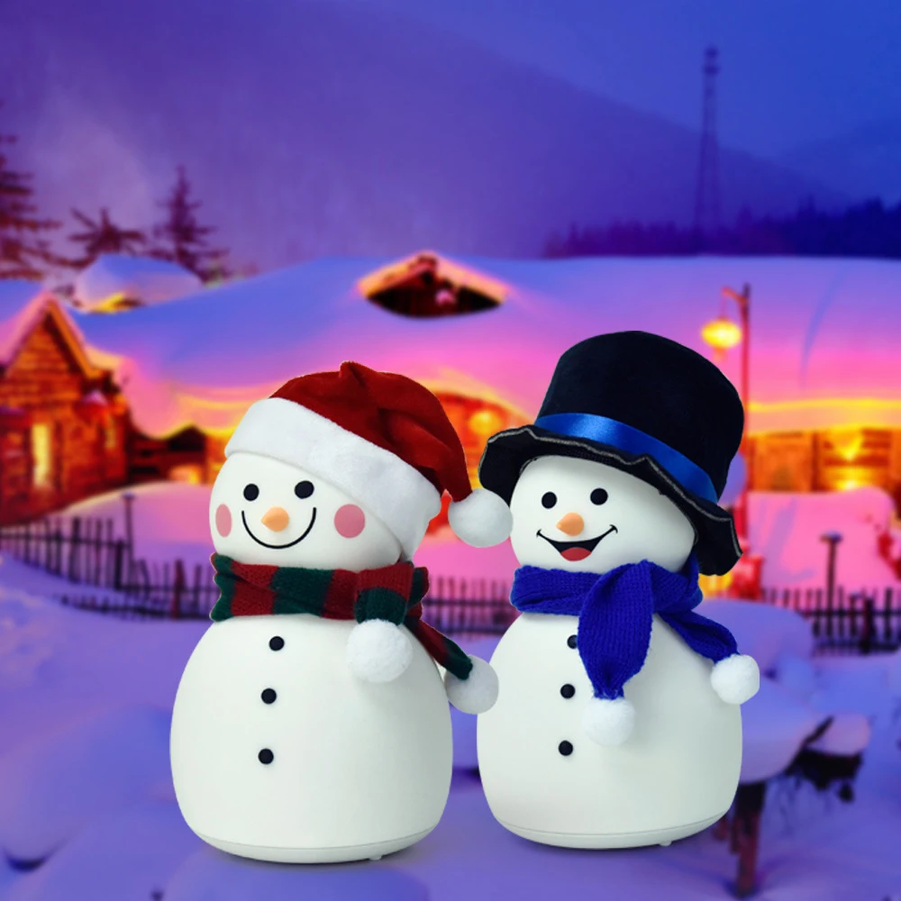

Snowman Night Light Christmas Gift For Kids Baby Home Decoration Music Light Bedside LED Lamp USB Rechargeable Boy Girl Present