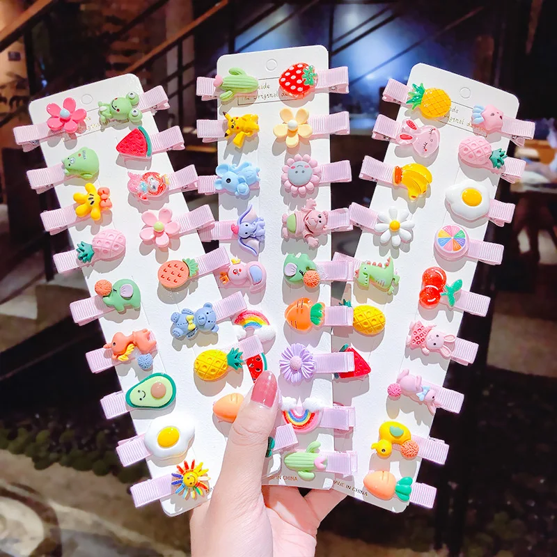 

10PCS/Set 2021 New Girls Cute Colorful Cartoon Flower Fruit Hairpins Sweet Hair Clips Headband Barrette Fashion Hair Accessories