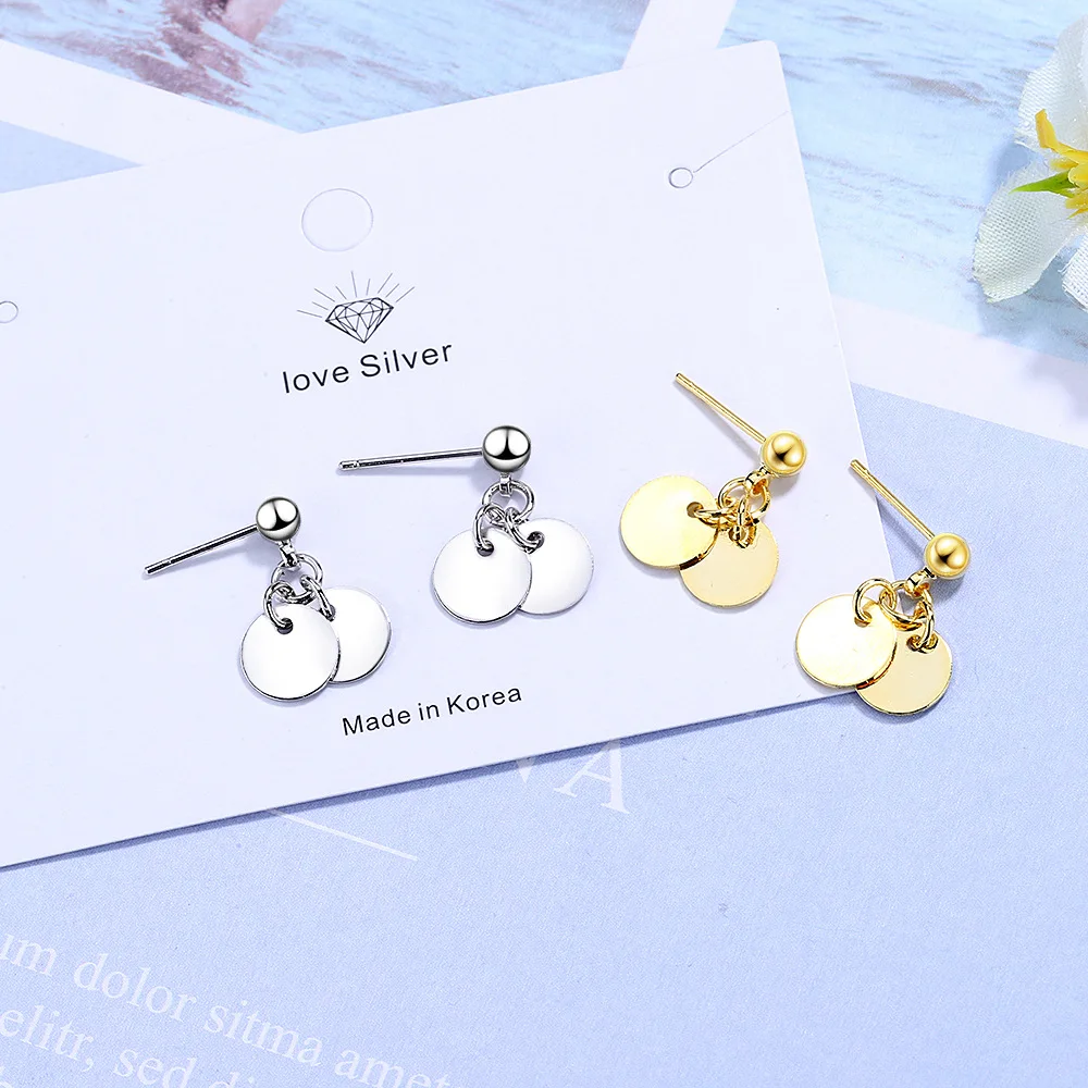 Личность Золотой Круглый диск 925 пробы серебряная серьга геометрической формы