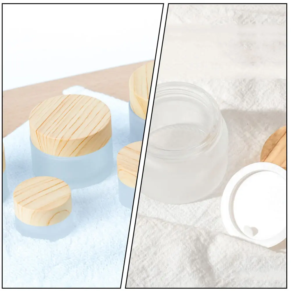 

10Pcs Glass Cream Jars Refillable Makeup Empty Jars Makeup Storage Bottles White