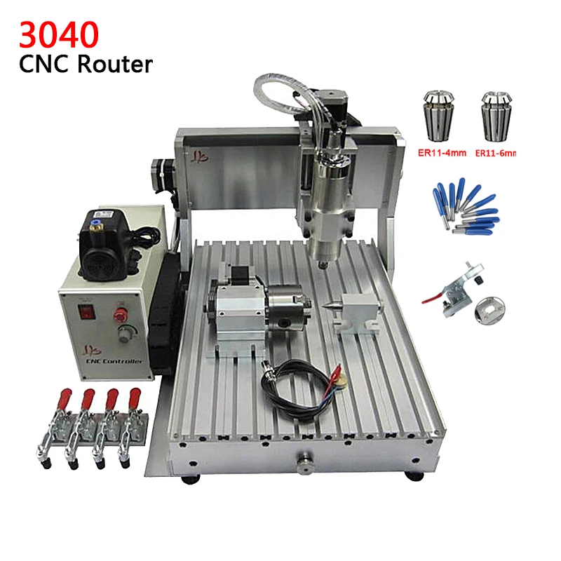 

Mini 3D Cnc Router 4 Axis CNC Milling Machine 3040 Z-VFD 800W Assembled Tested Well Mold Marking Machine