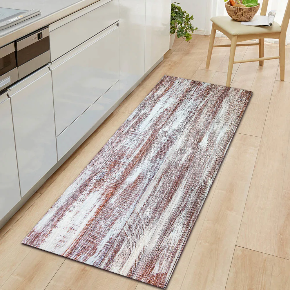 Горячая Стиль современные древесины Кухня Дверной Коврик Non-Slip прямоугольный