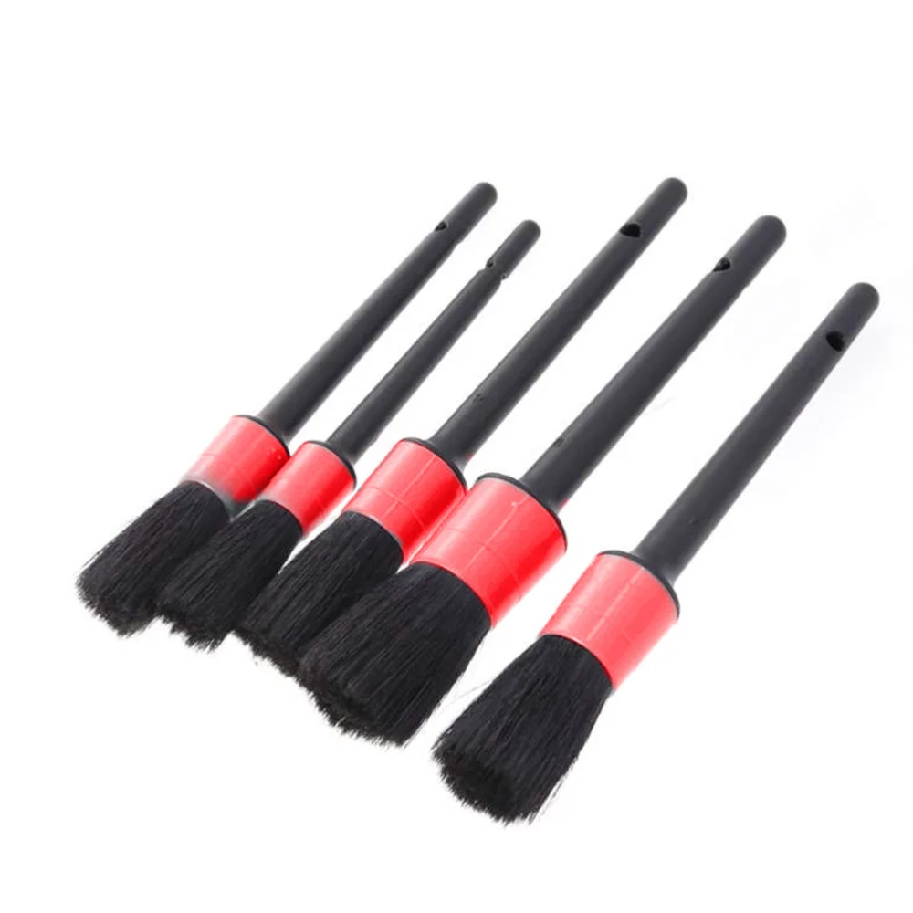 

5 in 1 Boar Hair Car Cleaning Brush Set Detail Brush for Cleaning Automotive Wheels Rims Interior and Exterior