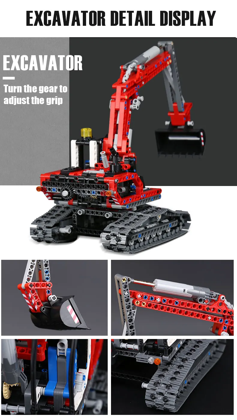 20025 Technic серия совместима с новым 8294 красный инженерный экскаватор Набор строительных блоков Кирпичи Детские игрушки подарок для мальчиков