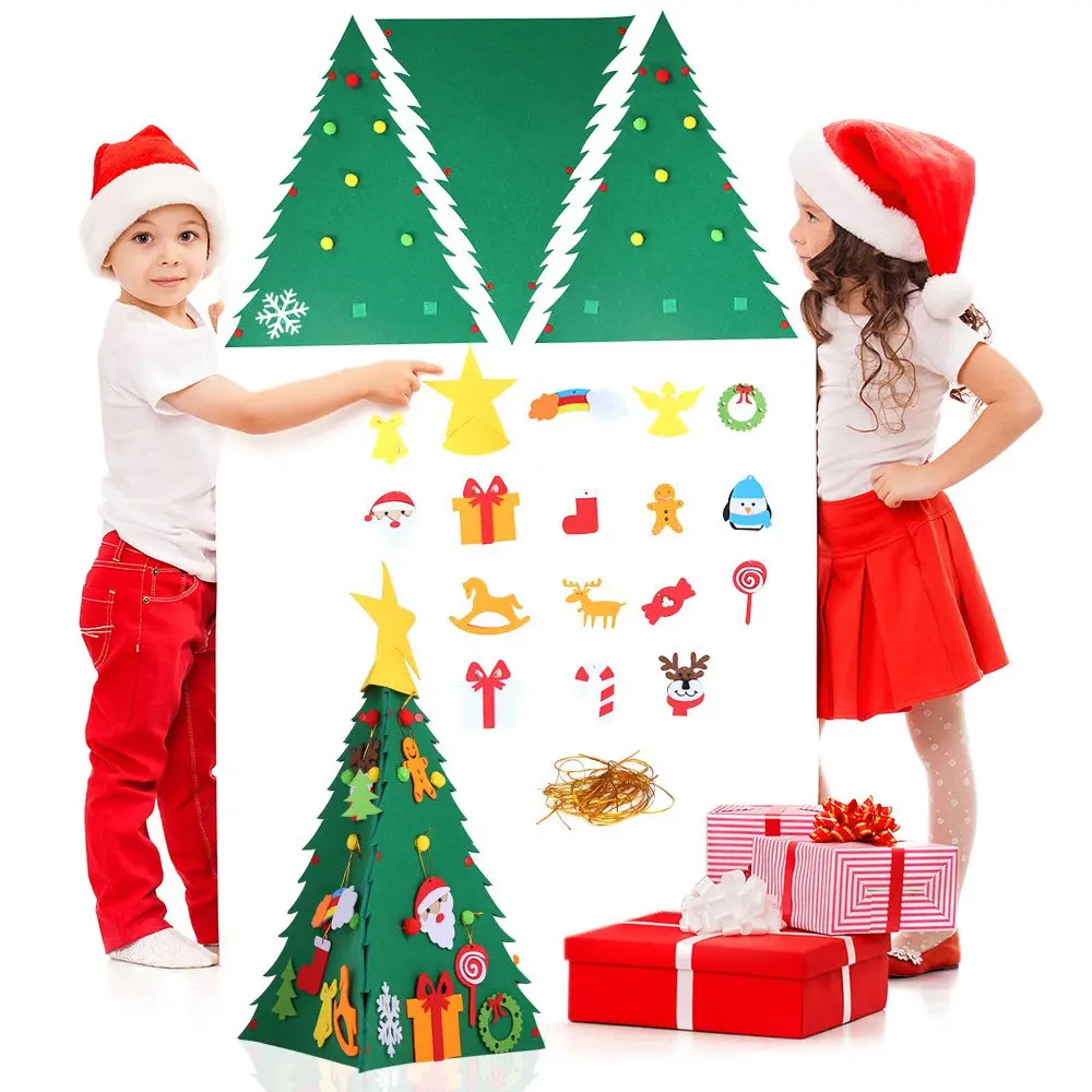 

3D DIY Christmas Tree Kids New Year Gift Toys Three Sides Felt Christmas Tree Christmas Decorations For Home New Year's Decor