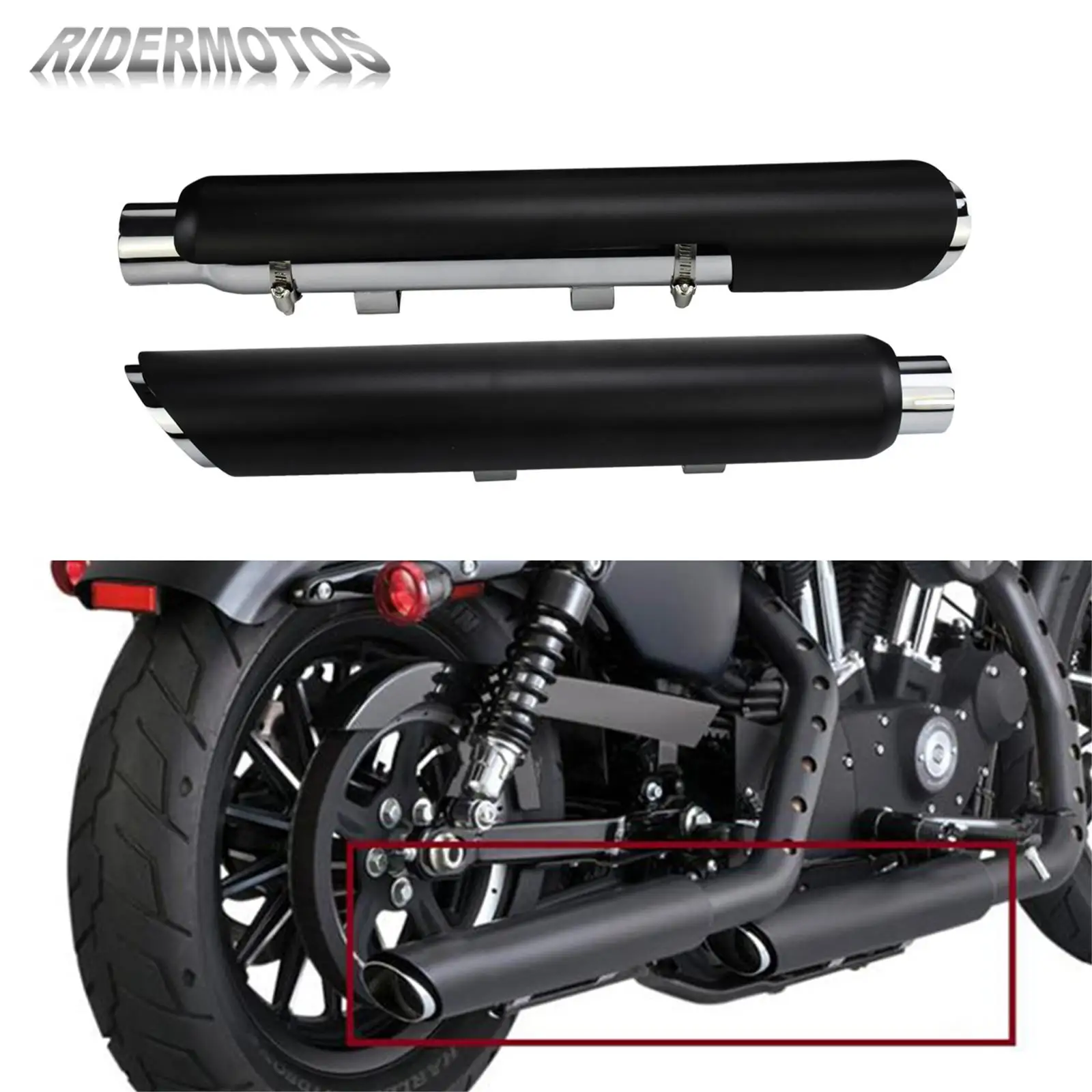 

Motorcycle Exhuast Mufflers Shortshots Exhaust Pipes Black For Harley Sportster Forty-Eight 72 883 Superlow XL Iron 2014-2020