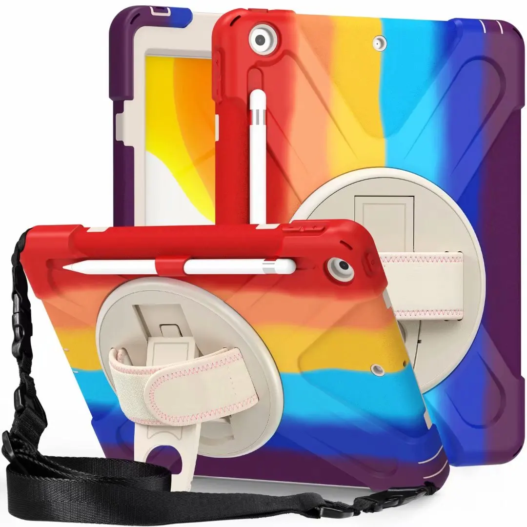 

Colorful Rainbow Case For New iPad 2019 7th Generation Rugged Armor Anti Shock Cover For iPad Air 4 2020 Mini 5 Shockproof Case