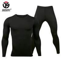 Motorcycle Underwear Set Men's Ski Base Layer Long Shirts Pants Set Soft Breathable Absorbent Stretch Clothing Tops Bottom Suit