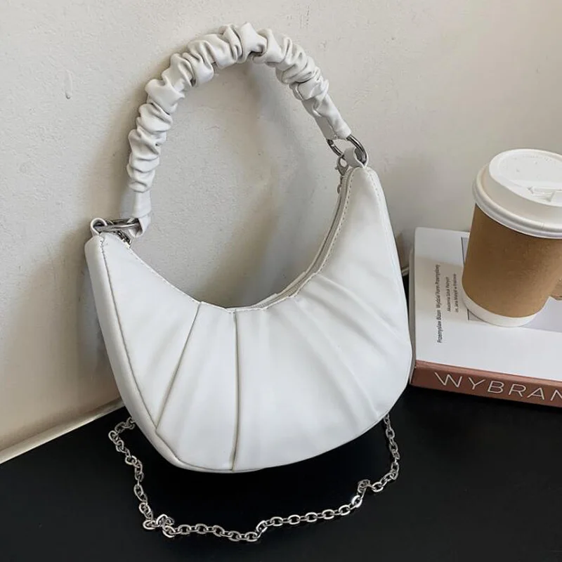 

Сумка на плечо с цепочкой женская, Модный Эластичный саквояж кросс-боди из экокожи с верхней ручкой, плиссированная Сумочка через плечо