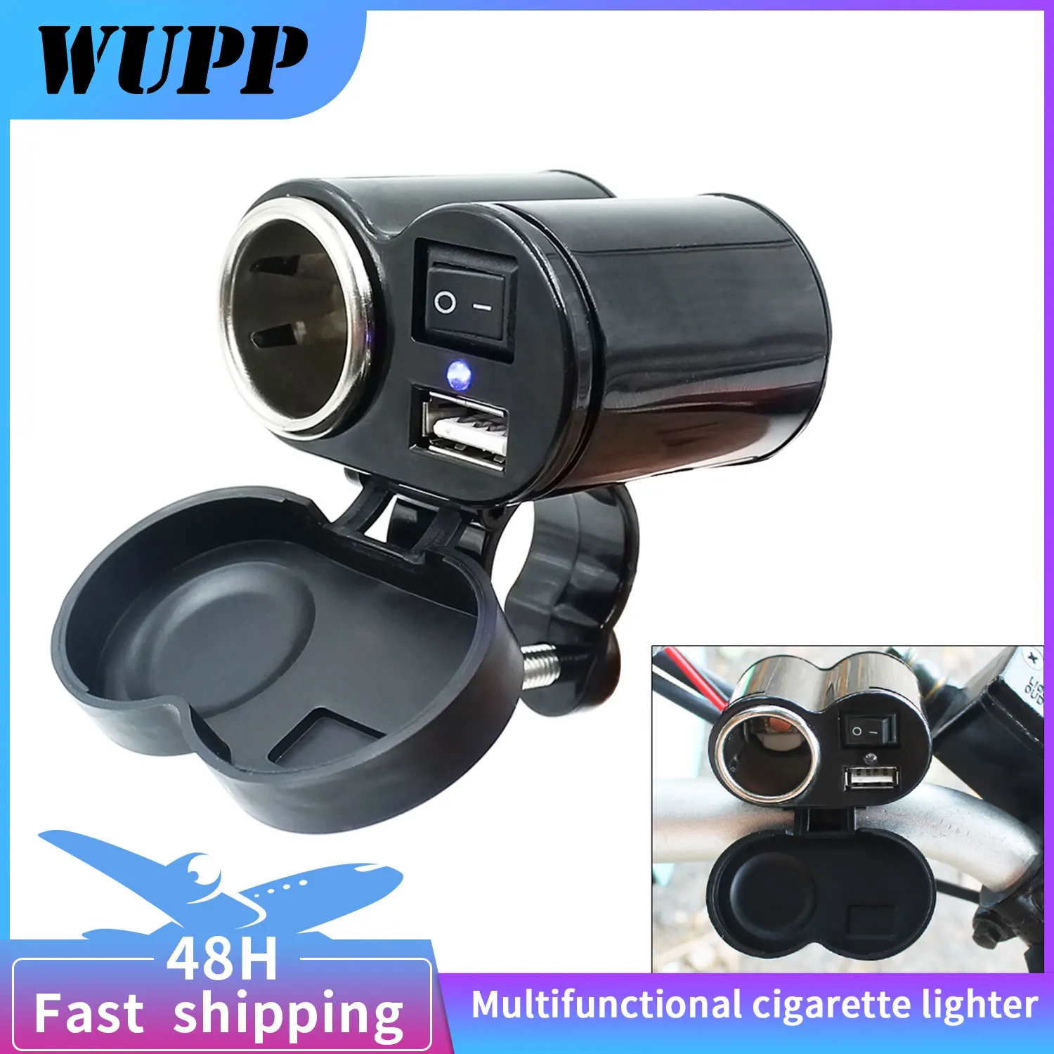 

Зарядное устройство WUPP 12 В/24 В для мотоцикла с адаптером питания прикуривателя и переключателем, водонепроницаемое и пыленепроницаемое