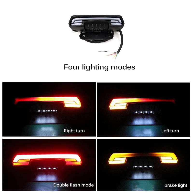 

Motorcycle Scooter Light Tail Rear Brake Stop Double Flash Warning Dynamic Turn Signal Waterproof License Plate Light