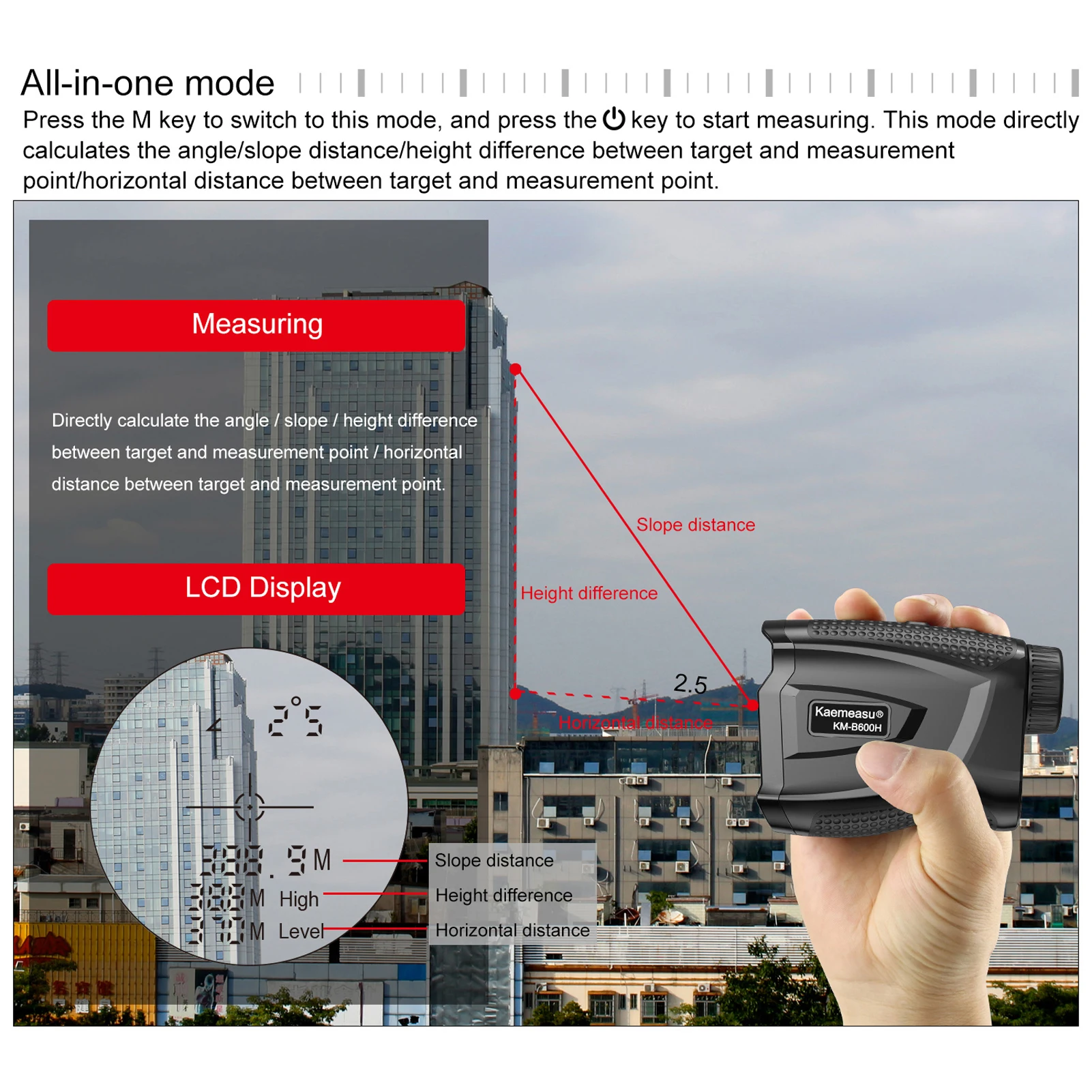 

Laser Rangefinder Meter Outdoor Golfs Telescope Digital Monocular Range-Finder Angle Speed Height Measuring Tool laser meter