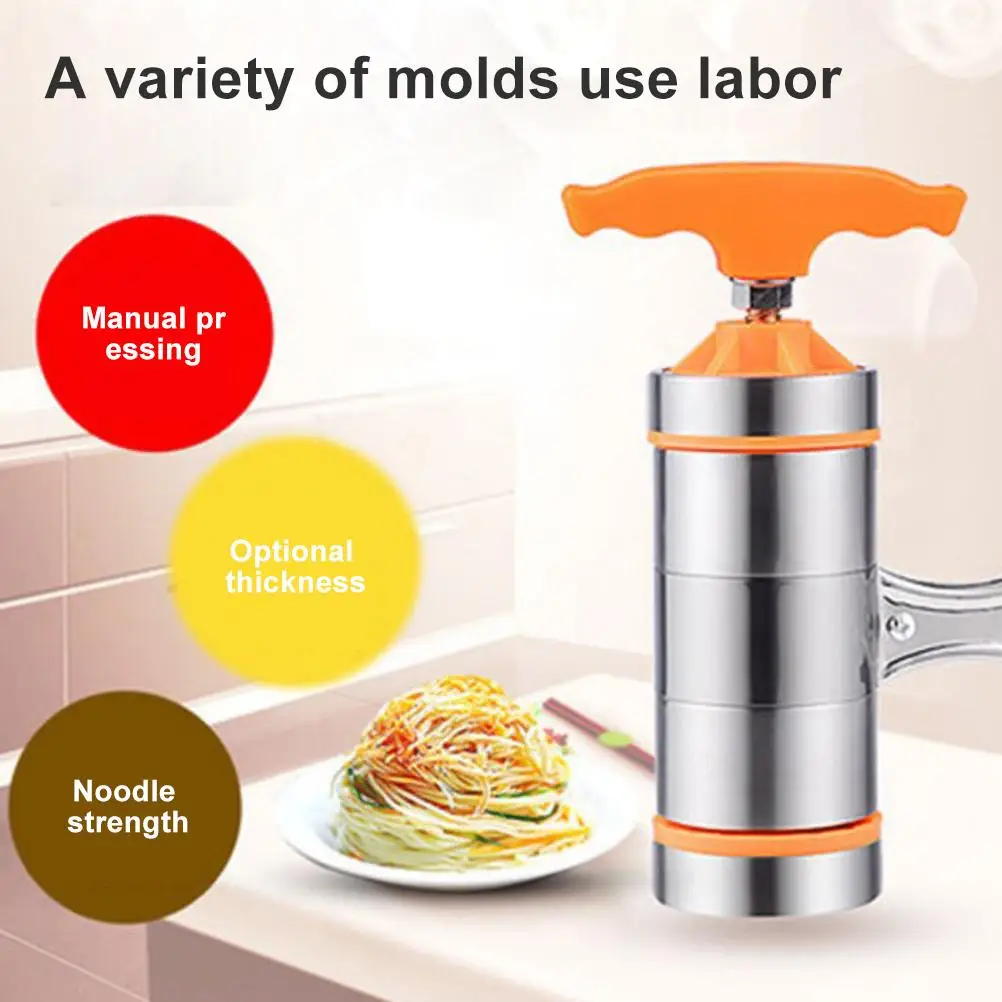 

Stainless Steel Noodle Maker Manual Pasta Machine with 7 Styles Press Molds for Ravioli Spaghetti Lasagna