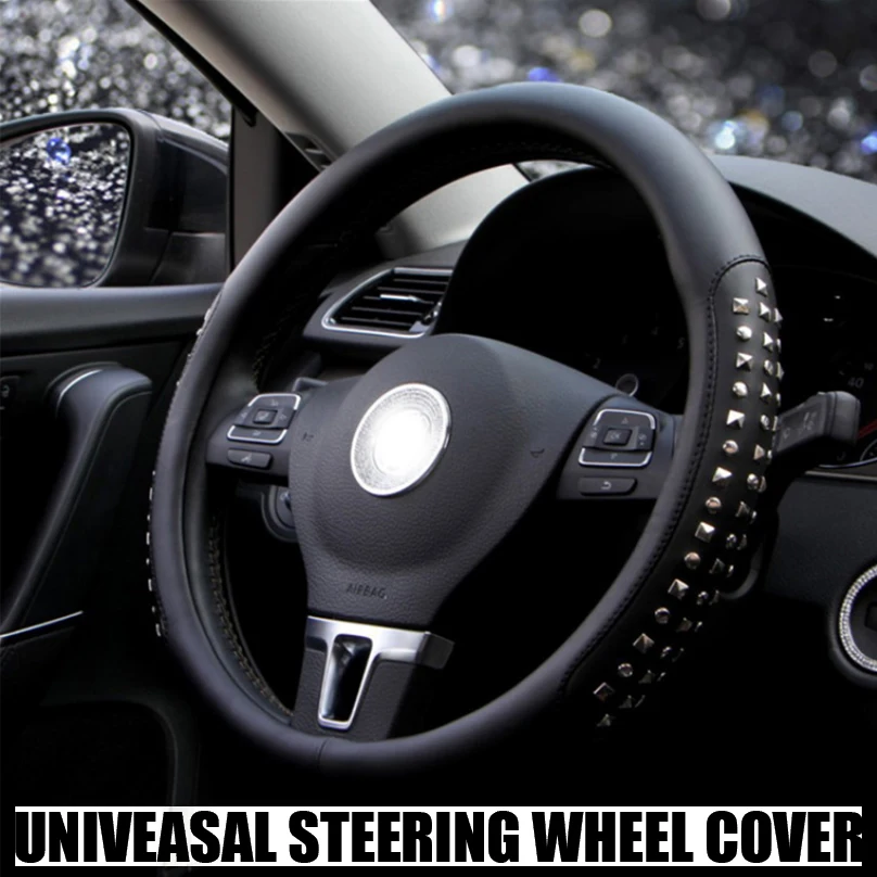 38 см супер классные кожаный чехол рулевого колеса автомобиля обувь на заклепках