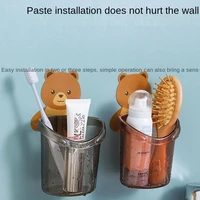 punch free bear cup stickers sticky storage wall mounted sticky cup holder drain toothbrush holder bathroom wall