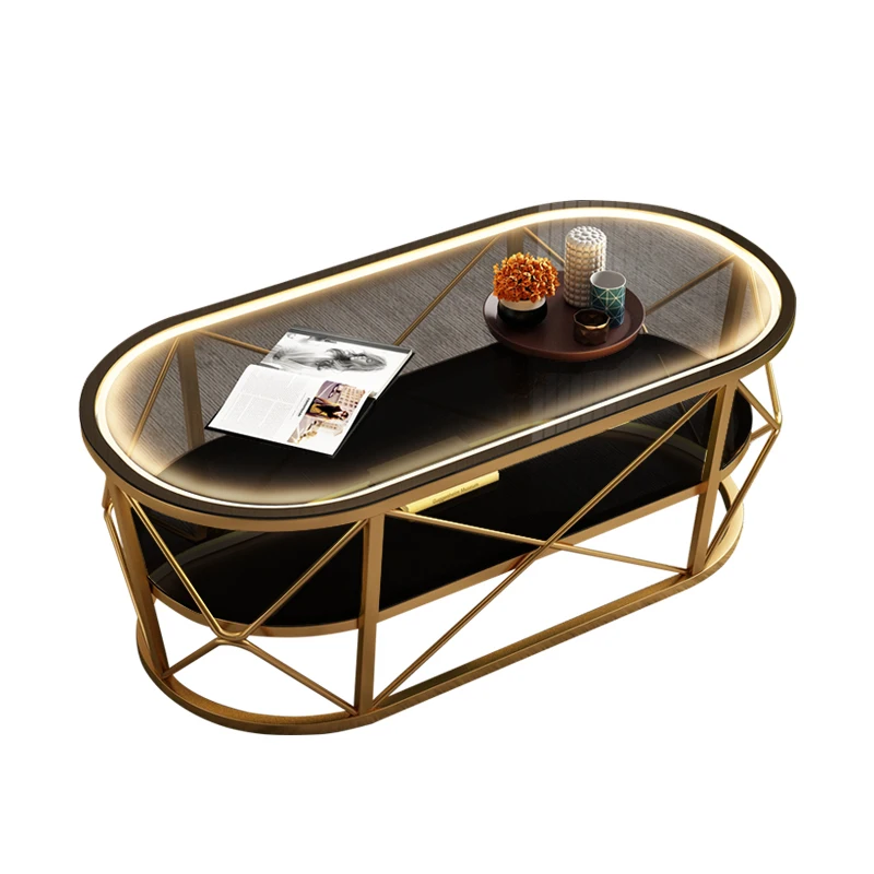 Современный роскошный круглый журнальный столик из закаленного стекла в