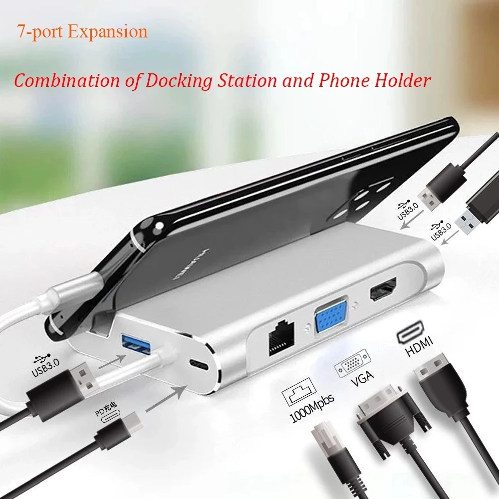 

Doca USB C Hub USB 3.0 Tipo C VGA RJ45 PD HDMI Doca USB C Hub USB 3.0 Tipo C VGA RJ45 PD HDMI Doca USB C Hub Conversor Para Note