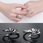 Эмалированные романтические черно-белые крылья ангела дьявола Ins для мужчин и женщин регулируемое свадебное сочетание кольцо помолвка подарок для пары