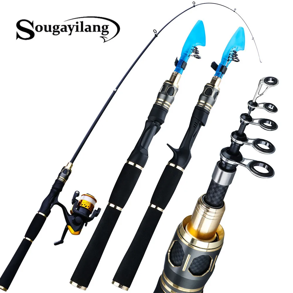 Sougayilang 1 8 м литая Удочка спиннинговая телескопическая удочка из углеродного