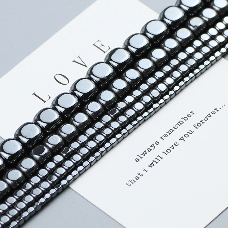 Квадратные бусины из черного гематита натурального камня россыпью для