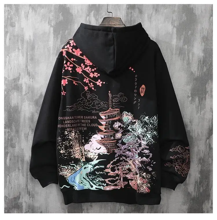 

Spring and autumn trend Japanese harajuku streetwear men hip-hop hooded loose plus size punk clothes Graphic Swag Couple hoodie