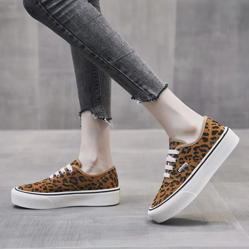 

Canvas Shoes Casual Sneakers Toddlers Medium Girls Sports Shoes Leisure Fashion Winter Warm Shoes Leopard Grain Design Flats