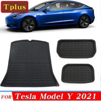 new tesla model y 2021 car rear trunk mat front storage box mat and cargo tray trunk mats xpe protection pad accessories