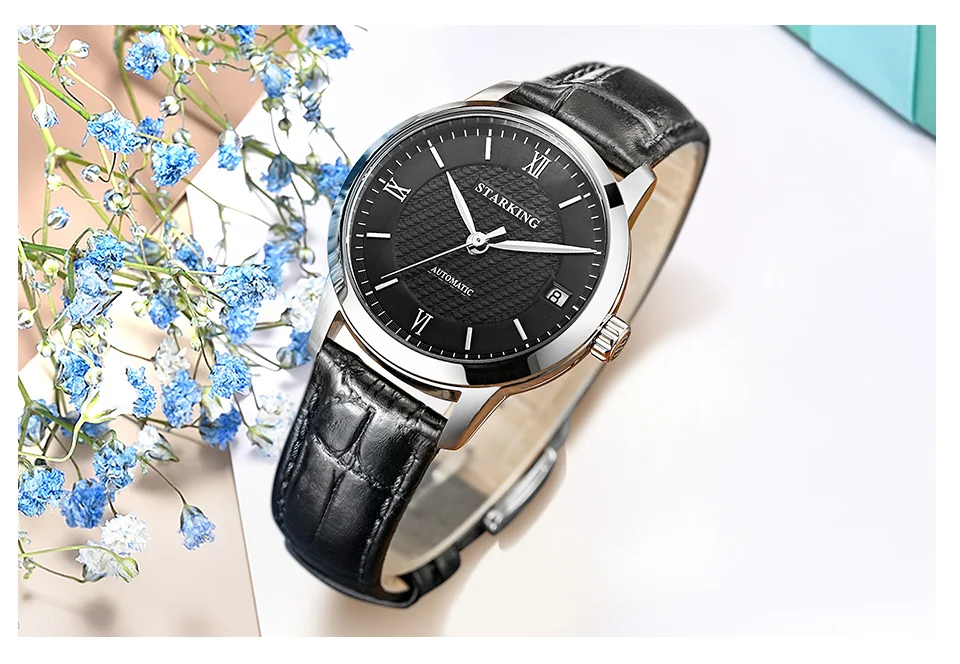 STARKING Relogio Feminino, автоматические женские часы, Топ бренд, роскошные женские часы, Авто Дата, механические Женские часы, белое платье