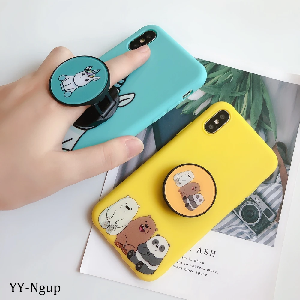 Для iPhone 7 i Phone 8 Plus чехол Kawaii подставка держатель Единорог силиконовый чехол для iPhone X XR XS Max 5 5S SE 6 6S 7 Plus чехол для женщин