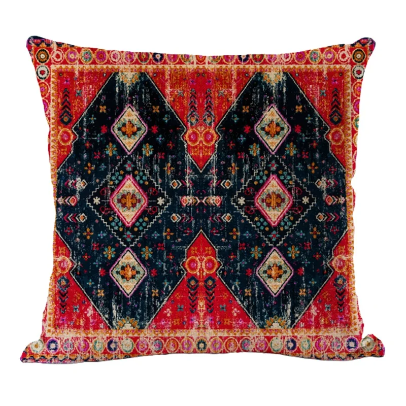 

Double Sides Pillow Case Polyester Square Cushion Cover Throw Pillow Ethnic Flower Bohemian Office Sofa Pillowcase Home Decor