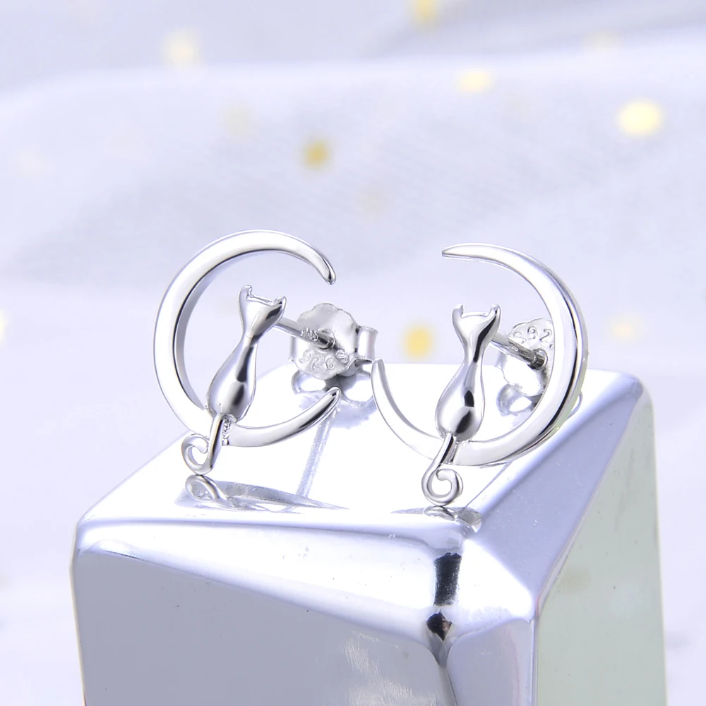 Женские серьги-гвоздики в стиле аниме из стерлингового серебра 925 пробы с милым