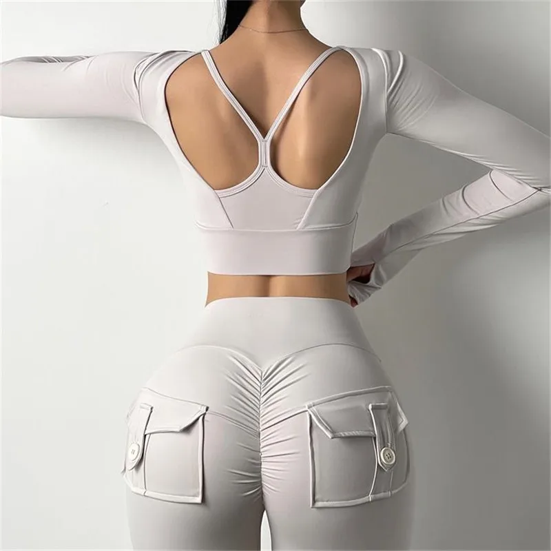 Майка для йоги пикантная Спортивная рубашка с открытой спиной и перекрестной