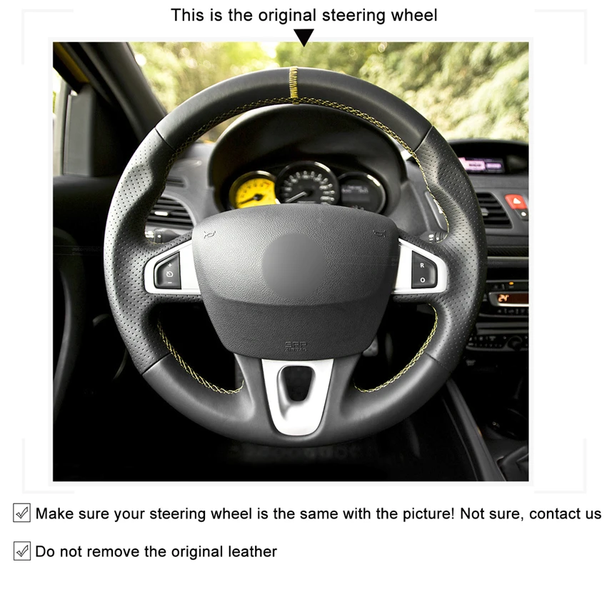 Ручное шитье из натуральной кожи черного цвета для Renault Megane 3 (Coupe) RS 2010-2016 |