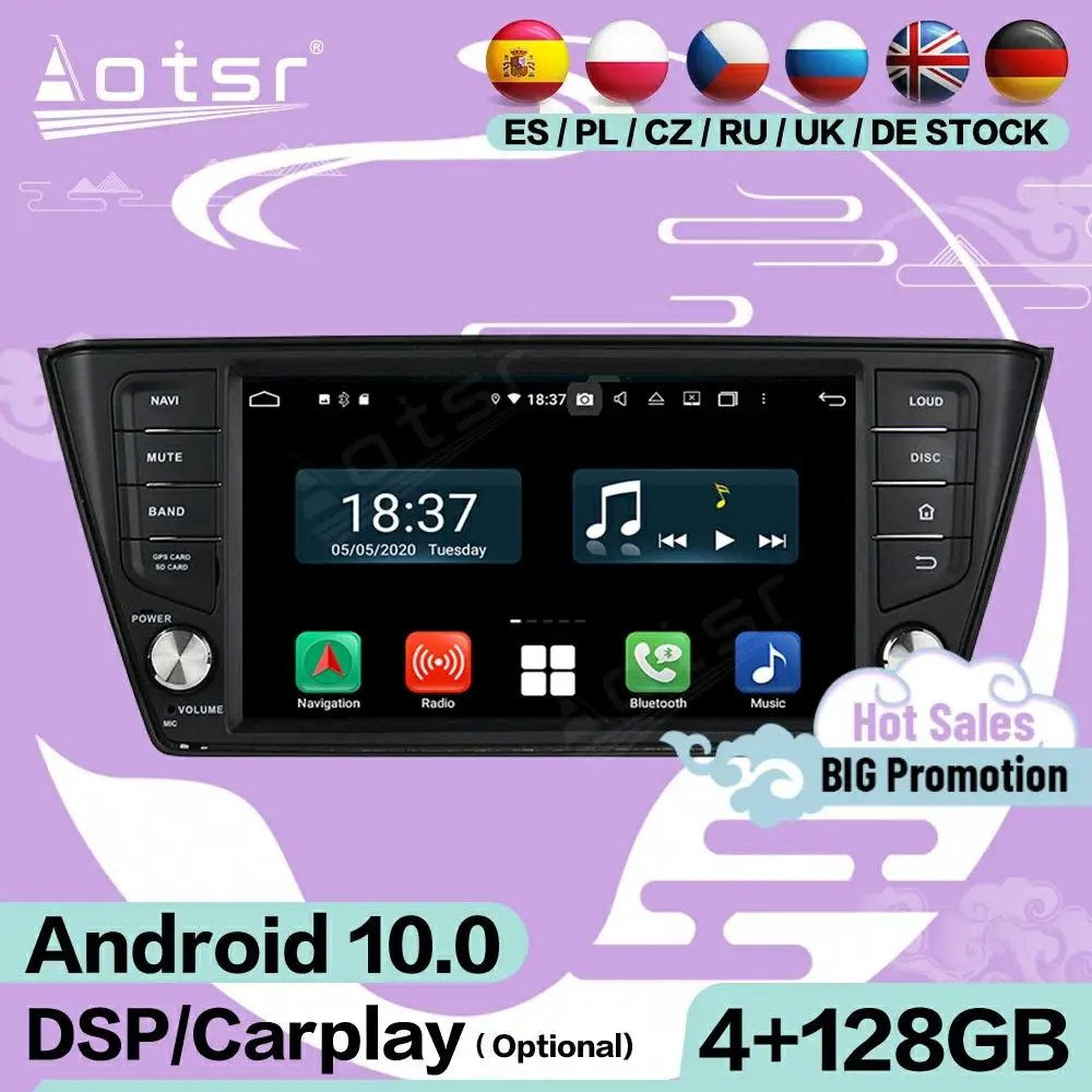 

128G Carplay Multimedia Stereo Android 10 Screen For Skoda Fabia NJ3 2015 2016 2017 2018 GPS Navi Audio Radio Receiver Head Unit