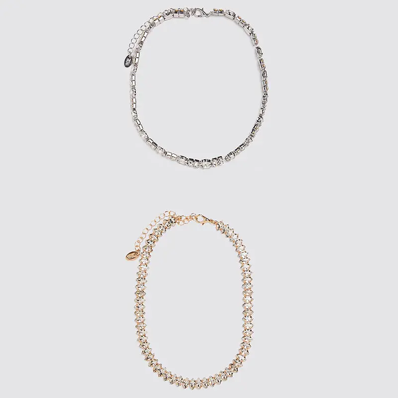 Женское колье с кристаллами Flatfoosie массивное ожерелье чокер модное золотого и