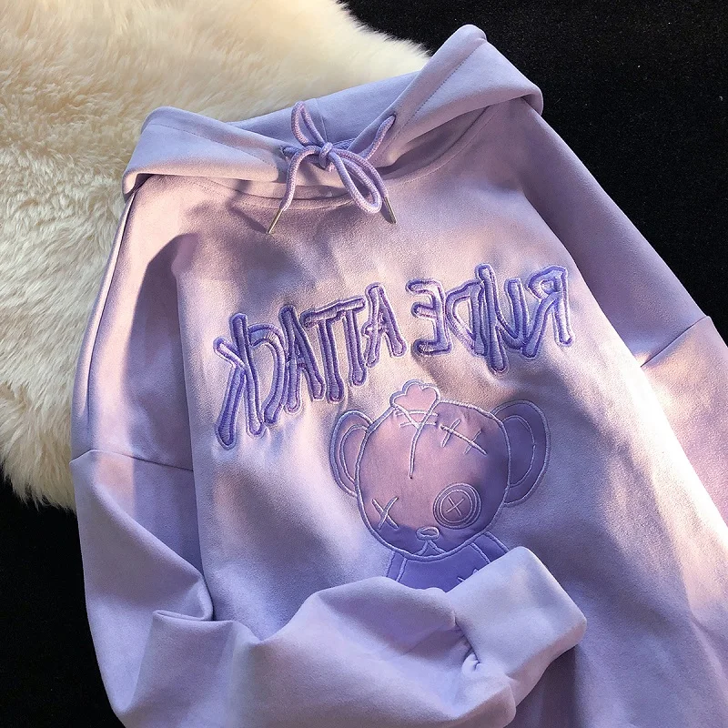 

Autumn Winter Warm Thick Hoodies Women Vintage Cartoon Print Oversize Sweatshirts Korean Streetwear Harajuku Kawaii Hoodie