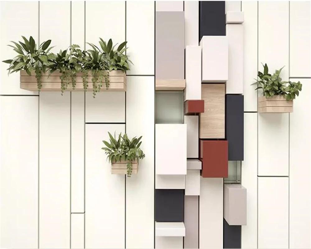 Пользовательские обои papel де parede 3d фрески Мода Геометрический куб мозаика свежий