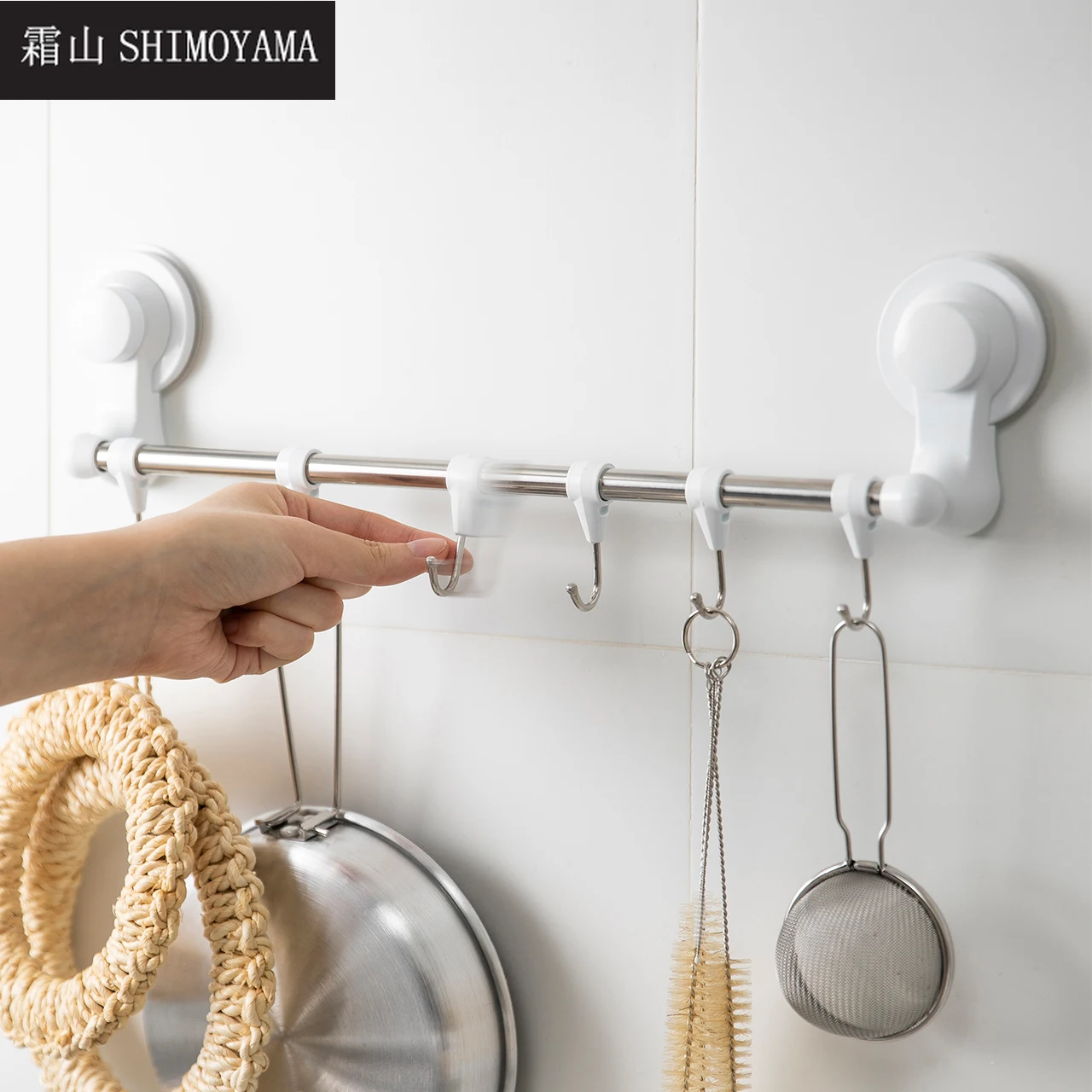 

SHIMOYAMA 6 Hooks Wall Organizer Storage Rack Vacuum Suction Cup Organizer Hooks Bathroom Kitchen Towel Cupboard Holder Shelf