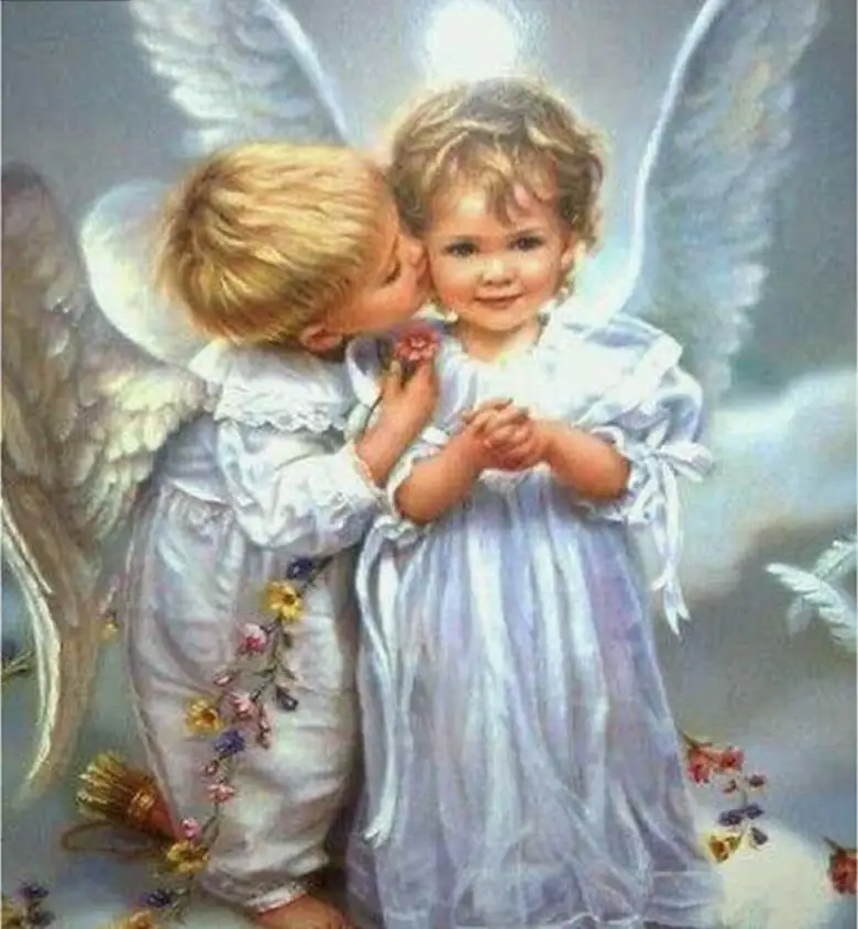 

5D «сделай сам», полноразмерная алмазная живопись, вышивка крестиком, два маленьких Ангела, 3D Алмазная вышивка стразы, мозаика, домашний деко...