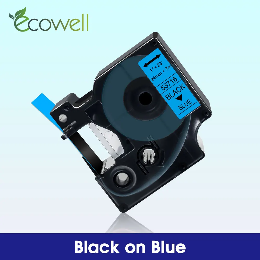 Ecowell 53716 24mm tape Black on Blue for Dymo LabelManager PnP Wireless 500TS MobileLabeler label maker for Dymo d1 label tape