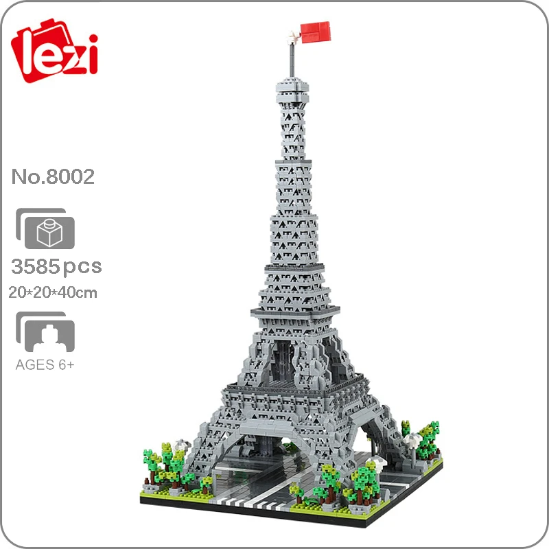 Lezi 8002 мировая архитектура Франция Париж Эйфелева башня 3D модель мини алмазные