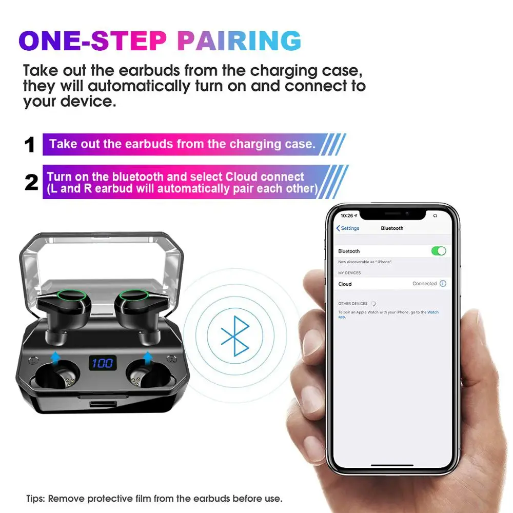 

TWS Wireless Earphones Bluetooth Earphones 5.0 6D Bass Stereo waterproof Earbuds Handsfree Headset With Microphone Charging Case