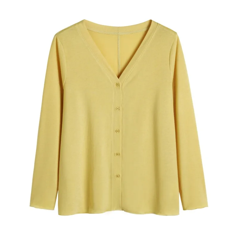 

Spring and Summer 2020 New Solid Color Large Women's Fat Mm New Light and Thin Sun Proof Cardigan V-neck Knitted Top Commuter