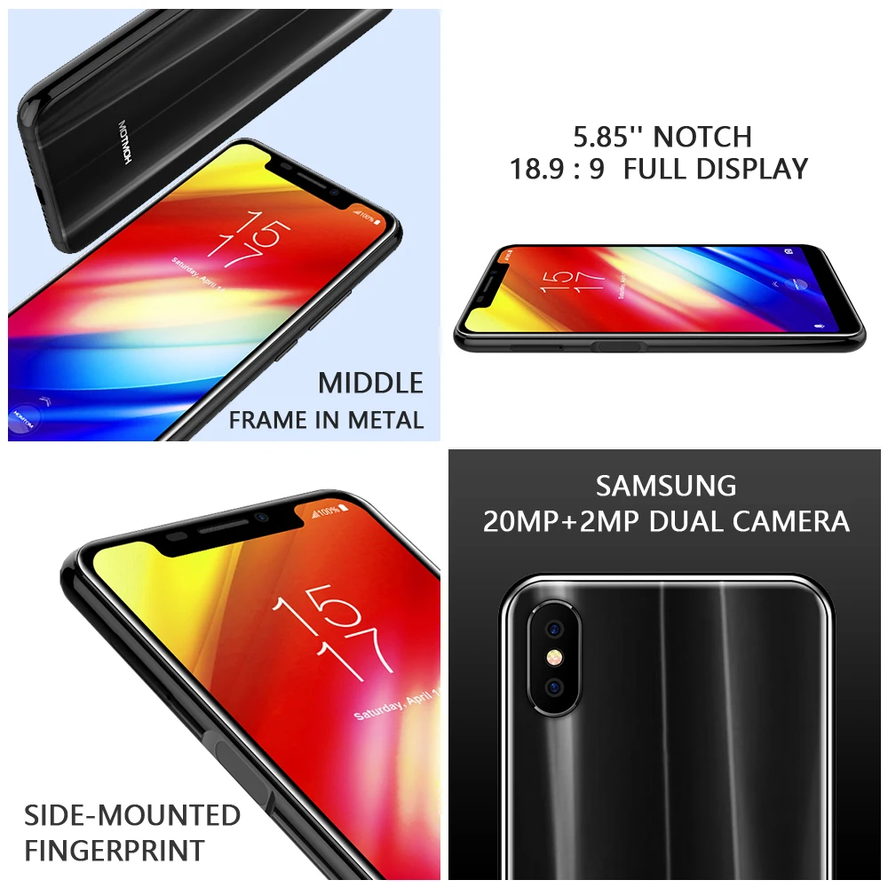 Глобальная версия HOMTOM H10 5,8" Android 8,1 MTK6750T Восьмиядерный сотовый телефон разблокировка отпечатков пальцев 64 Гб 3500 мАч 16 МП 4G LTE смартфон