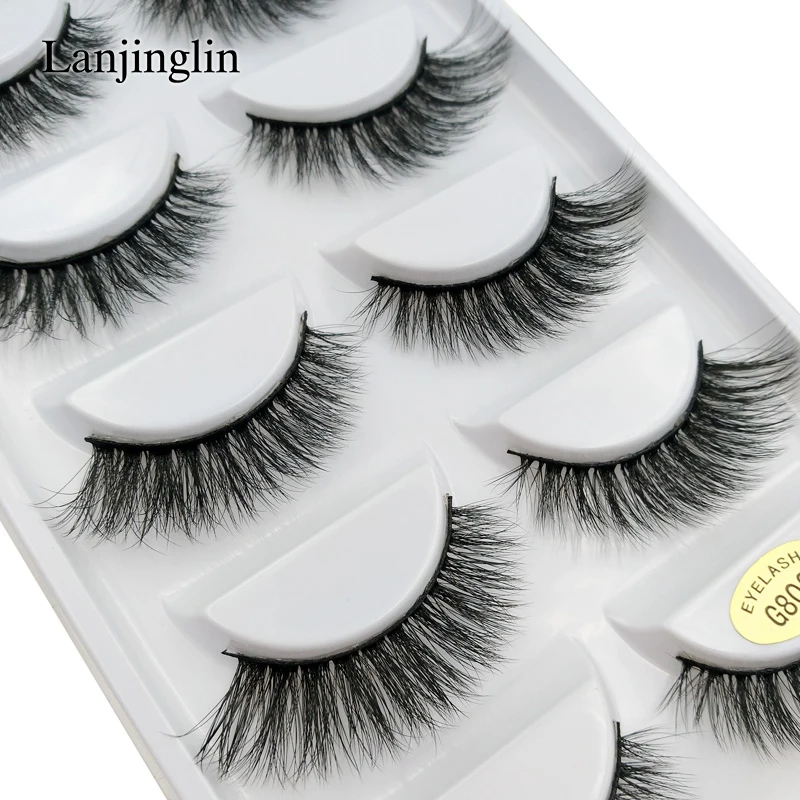 LANJINGLIN 5 pairs 3d mink lashes false eyelashes natural long fake eyelash extension makeup full faux cils cilios G800 G806 | Красота и