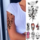 Водостойкая временная тату-наклейка, роза, мандала, лотос, флэш-тату, лев, лиса, цветы, боди-арт, искусственная тату на руку для женщин и мужчин